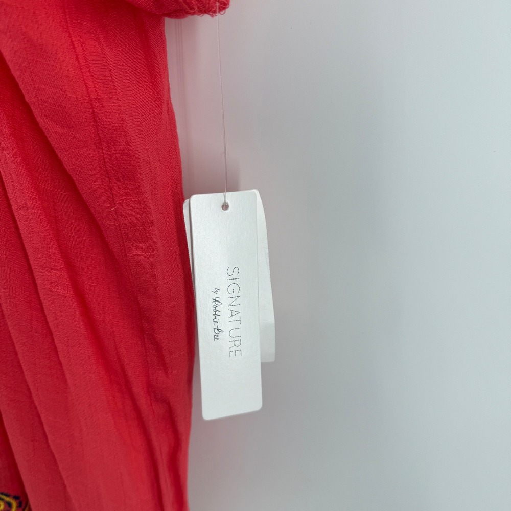 Signature by Robbie Bee Coral Embroidered Boho Kaftan Tunic‎ Dress Womens XL NEW - Picture 8 of 8